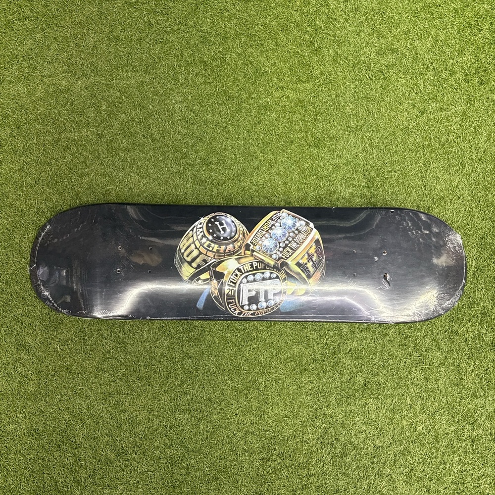 HUF X FTP 3 Peat Skateboard Deck with Gold and Silver Rings